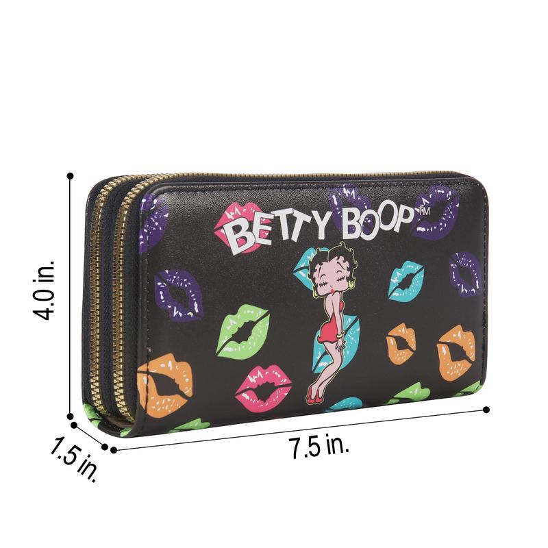 Betty Boop Single & Double Zipper Wristlet Wallet – Multi-Style Clutch Purse, Gift for Her