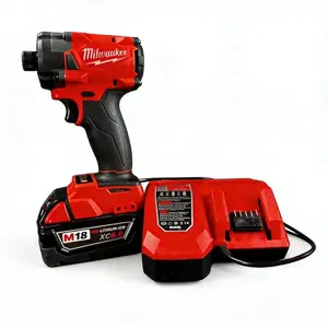 Milwaukee M18 18V 1/2" Impact Driver Kit with  Battery & Charger, Powerful Brushless Motor, Ergonomic Grip, High Torque, for Construction, Woodworking, Car Repair, DIY Projects