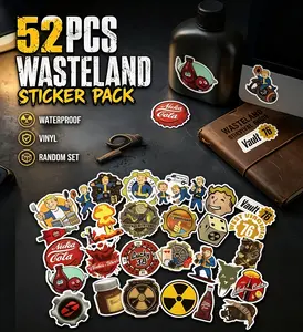 52PCS Wasteland Cool Stickers Pack - Waterproof Vinyl Assorted Decals for Gamers, EDC Gear | Retro Apocalypse Decorative Decal for Laptop, Toolbox, No-Duplicate Craft Stickers