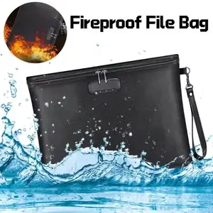 Fireproof Document Bag, Waterproof Money Bag, Fire Safe Storage Pouch with Zipper, Cash File Envelope Holder, Home Office Security Bag, Durable Pouch