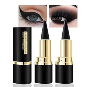 2Pcs Black Gel Lipstick Eyeliner Pencils Pen Eye Black Face Paint Stick Long Wear Gel Natural Black Eyeliner Cream Waterproof Smudge Proof Smokey Eye