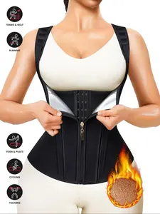 Women's Sauna Suit with Waist Trainer Vest, Sweat-Wicking Shapewear Belt, Zipper Slimming Strap for Weight Loss, Multi-Piece Workout Set