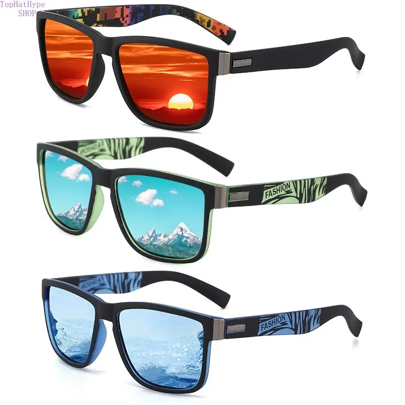 Unisex Polarized Square Fit Outdoor Sports Eyewear - Black Frame, Gray Film Lenses, UV400 Sun Protection, Anti-Glare, Windproof Sunglasses for Cycling, Driving