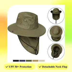 Summer Hat Men's UPF 50+ UV Protection Sun Hat with Wide Brim Breathable Mesh Vents Adjustable Chin Strap Quick Drying for Hiking Fishing Camping Beach Days summervibes,outdoor sun protection, windproof design