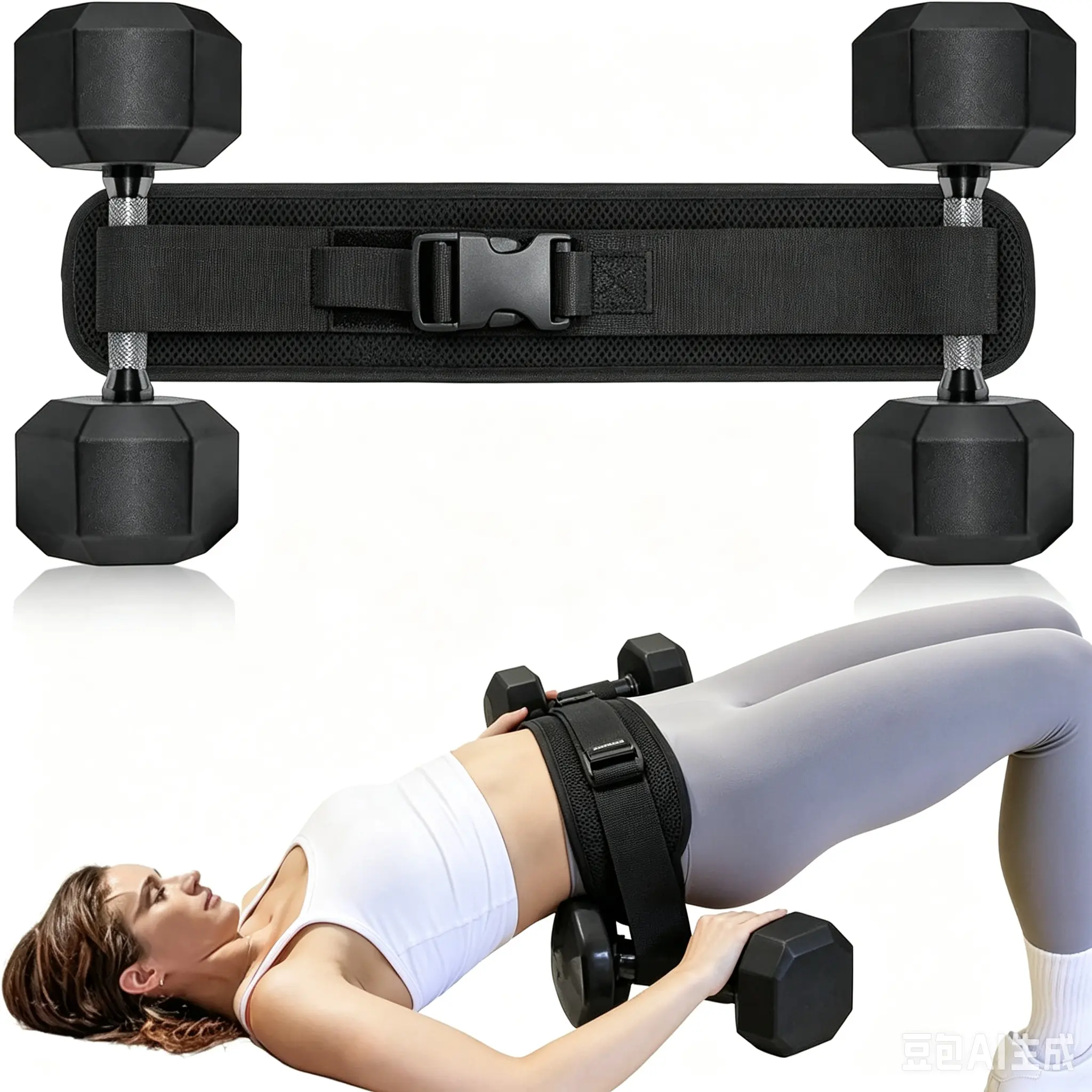 Hip Thrust Belt for Women: 35mm Pad & 200lbs Capacity Glute Trainer | 35mm Ultra-thick Cushion Wraps Hip Pelvis Perfectly for Barbell/Dumbbell/Kettlebell Exercise Equipmen for Home Workouts
