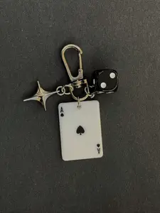 Unisex Creative Cartoon Dice Keychain, Acrylic Playing Card Pendant, Fashion Personalized Bag Charm, Backpack Decor, Car Accessories, Unique Shape