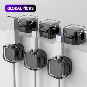 Magnetic Desk Cable Clip, Magnetic Cord Organizer Holder, Wire Cable Organizer, Wire Charger Cable Holder for Car, Desks, Kitchen Counters & Nightstands for Clutter-Free Charging, Work Organizer, Office Accessories #GLOBAL PICKS