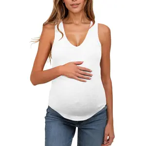 UNCLECAT Women's Maternity Tank Tops Summer V-Neck Sleeveless Pregnancy Clothes Casual Basic shirt