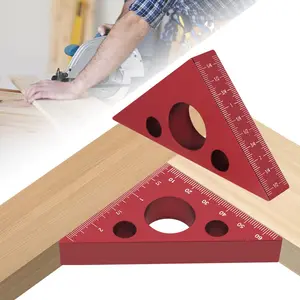 1 Triangular Ruler 45/90 Degree Metric and Imperial Precision Angle Ruler - Aluminum Alloy Thickened Isosceles Triangular Ruler, Height Ruler Multifunctional Woodworking Layout Tool Carpenters