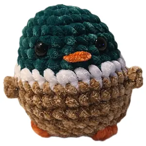 Chubby Mallard Duck Plushy - Green Plush Toy with Orange Beak, Brown Body, and White Detailing