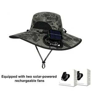Cooling Fan Hat with Dual Fans – UPF 50+ Waterproof Wide Brim Cooling Hat, USB Rechargeable Sun Bucket Hat for Gardening, Yard Work, Lawn Care, Mowing, Fishing, Golf, Beach, Camping & Outdoor Work. Summer Outdoor Gear & Heat Protection Hat for Men & Women