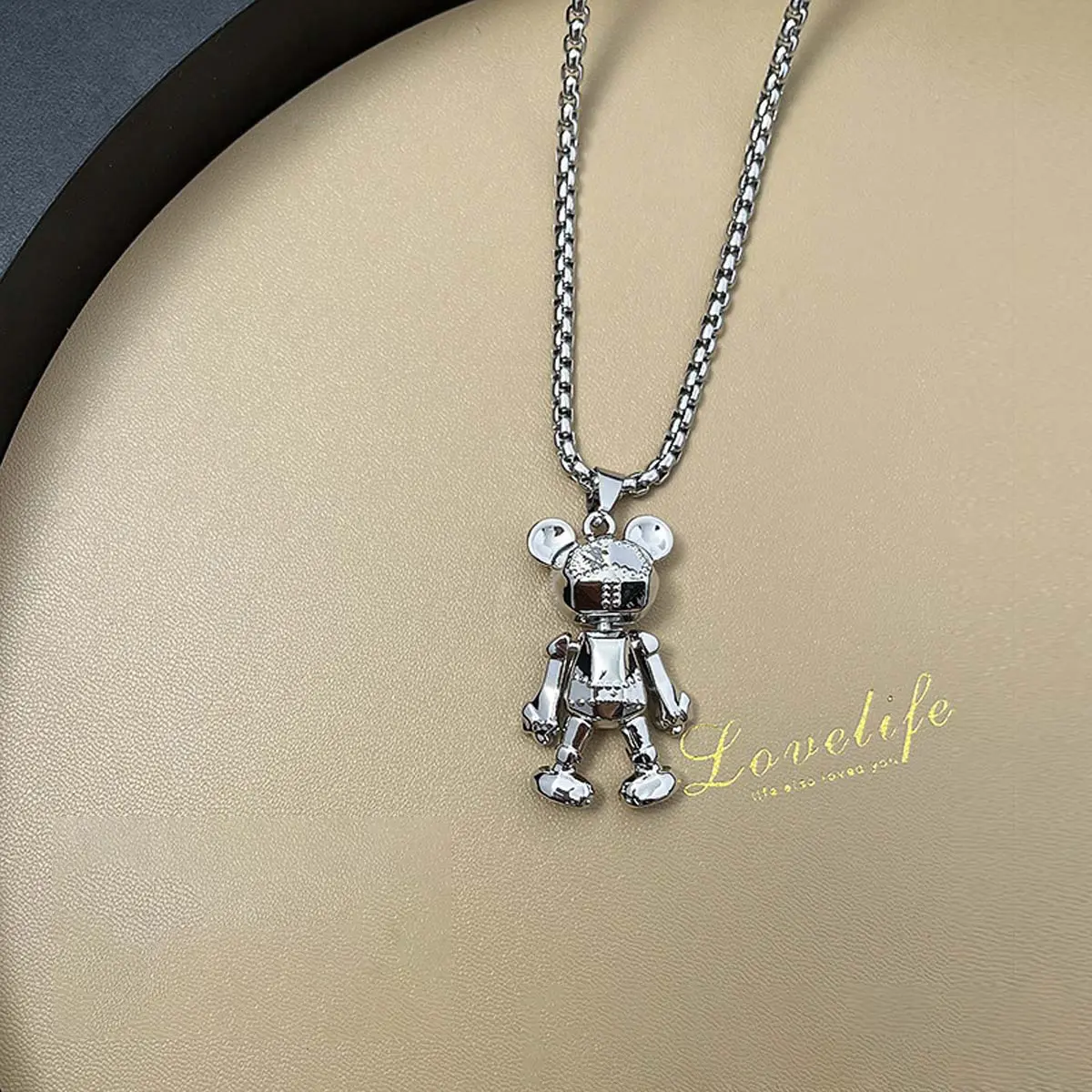 Whimsical Artificial Gemstone Animal Necklace with Movable Limbs - Hip-Hop Punk Statement Necklaces, Long Pendant for Men, Versatile Couple Sweater Gift, Whimsical Necklace