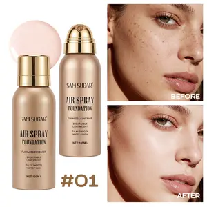 Sam Sugar Spray Foundation Liquid, Waterproof Skin-Friendly Long-Lasting Natural Lightweight Breathable Flawless Coverage Matte Finish, Makeup Base