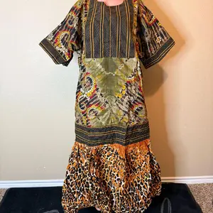 Ade Funke cotton Adire kaftans gowns comes with a head wrap
