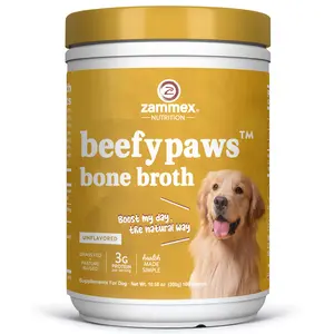 Zammex BeefyPaws Bone Broth Powder for Pets, 10.6oz, Grass-Fed Protein with 19 Amino Acids, Supports Joint, Gut & Immunity Health for Pet Supplements
