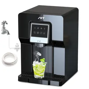IKT Bottleless Countertop Water Dispenser and Ice Maker with Water Line,Ice 18 lbs/24H (NO HOT Water NO Filters),Black
