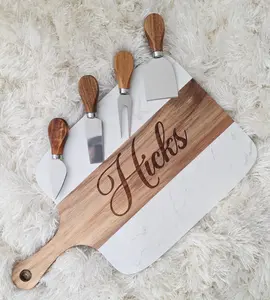 Marble and Acacia Engraved Board