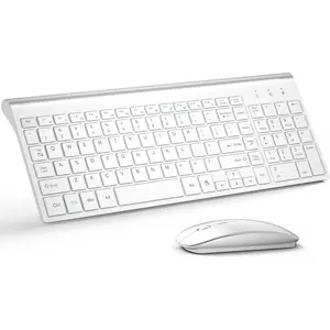 Keyboard and  Ultra Slim Combo,  2.4G Silent Compact USB 2400DPI  and Scissor  Keyboard Set with Cover,  Included, for PC/Laptop/Windows/ - Matte White