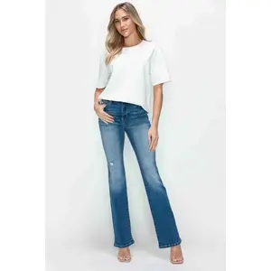 bytos Full Size Distressed High Rise Jeans with Pockets