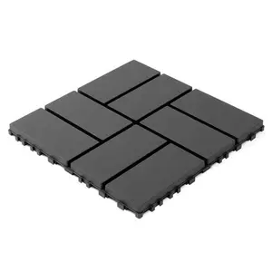 Plastic interlocking decking tiles, 44 packs of terrace decking tiles, 12"x 12"waterproof for all-weather use, backyard pool decking tiles, dark gray