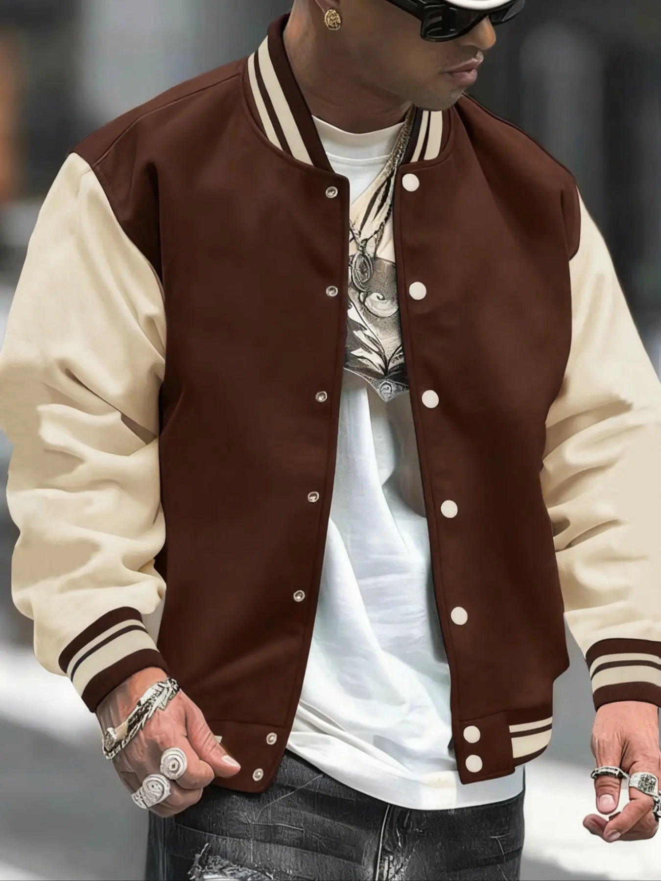 Trendy Button-Up Baseball Jacket, Casual Classic Open Front Coat, Daily Versatile Simple Fashion, Stylish Men's Outerwear, Button Down Jacket, Casual Athletic Jacket
