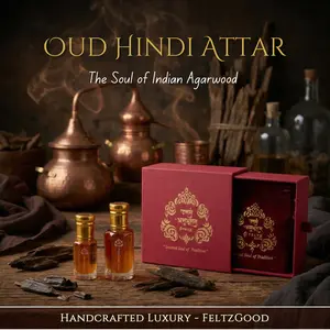 Oud Hindi Attar Perfume Oil: Traditional Indian Agarwood, Vegan, Alcohol-Free