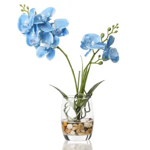 Artificial Flower Bonsai with Glass Vase Orchid Flowers for Home Office Décorcar hook