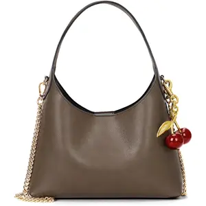 Small Hobo Bags for Women Cherry  Bag Purse Faux Leather Tote Handbag Trendy Chain Crossbody Bag