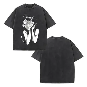Tomie Junji Ito Graphic Tee | Vintage Black Washed Crew Neck | Unisex Alt Fashion Streetwear | Horror Icon Apparel