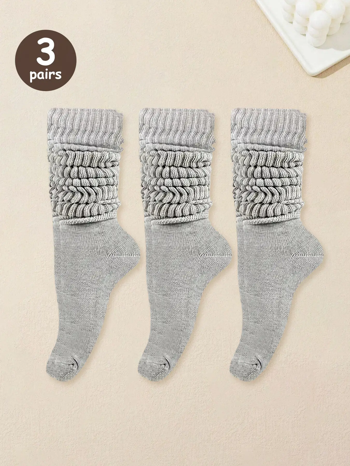 Unisex 3 Pairs Solid Color Crew Socks, Knitted Socks, Casual Moisture Wicking Scrunch Socks for Men & Women, Soft Comfy Breathable Mid-Calf Socks for All Seasons Daily Wear, Casual Stylish Socks, Sock Sets
