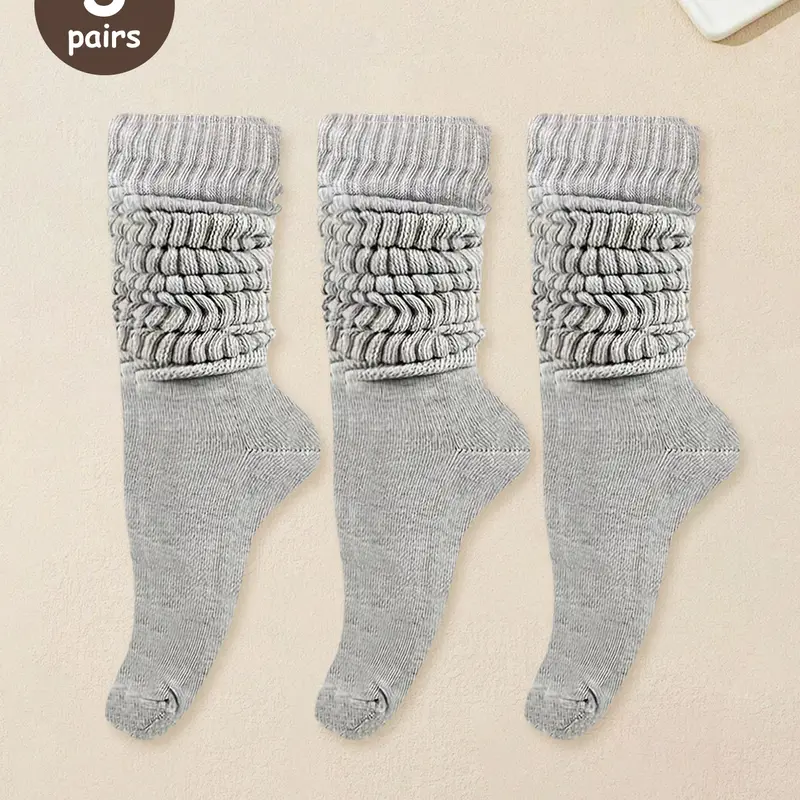 Unisex 3 Pairs Solid Color Crew Socks, Casual Moisture Wicking Scrunch Socks for Men & Women, Soft Comfy Breathable Mid-Calf Socks for All Seasons Daily Wear, Casual Stylish Socks, Sock Sets, Breathable Lightweight Socks