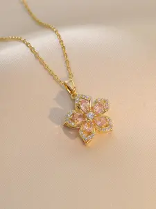 360 Degree Rotatable Flower Design Pendant Necklace for Women, Artificial Gemstone Decor Necklace for Party, Daily Decor, Trendy All-match & Exquisite Jewelry for Birthday Gift, Jewellery Pendant