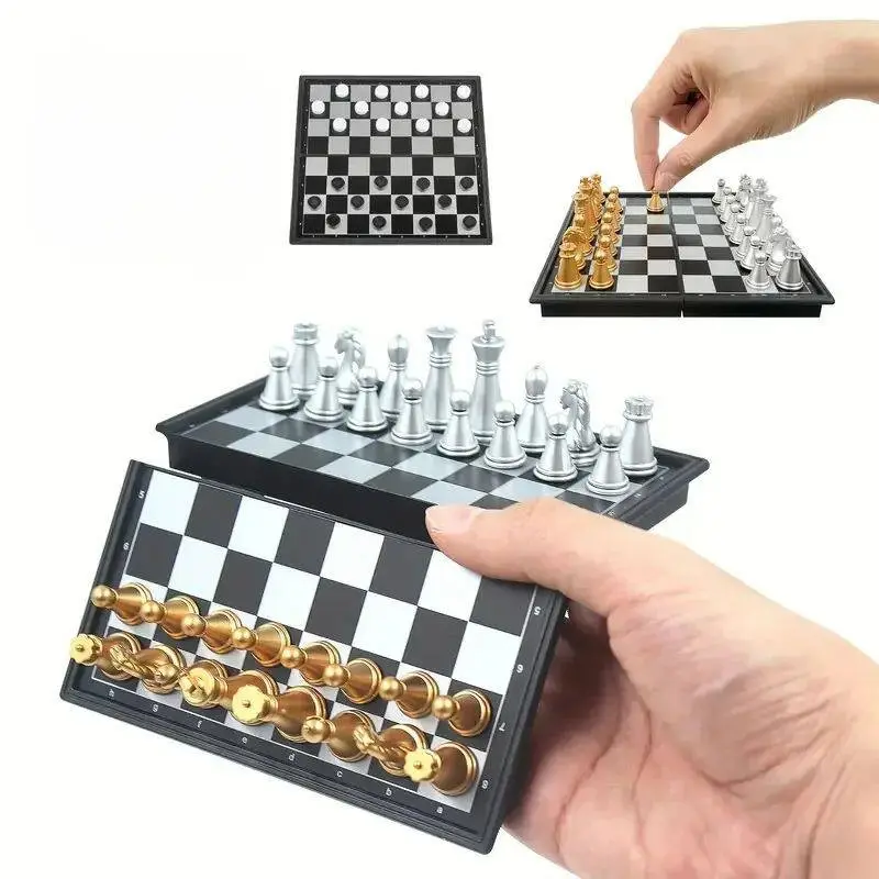 Mini Magnetic Chess Board Game, Portable Folding Board - Small Mini Pocket Chess Set, Dollhouse Displays, (X-Small / 5.1 Inch),educational ,Funny gift, Family, festival gift