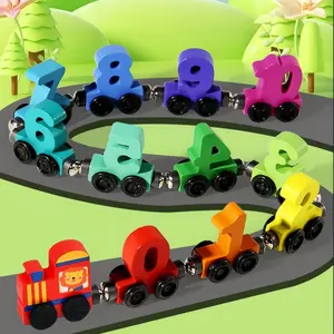 12-Piece Magnetic Number Train Set, Wooden Colorful Learning Toy, Math Learning Blocks, Counting & Sorting Game, Pre-School Educational Activity, Birthday Gift