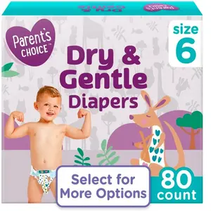 Dry & Gentle Diapers Size 6 80 Count with Leak Protection for Babies