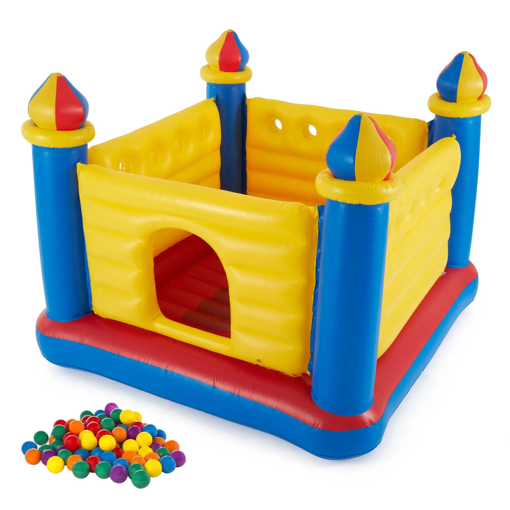 Intex Inflatable Jump-O-Lene Castle House with Multi-Colored Fun Ballz, 100 Pack Intex Inflatable Jump-O-Lene Castle House with Multi-Colored Fun Ballz, 100 Pack