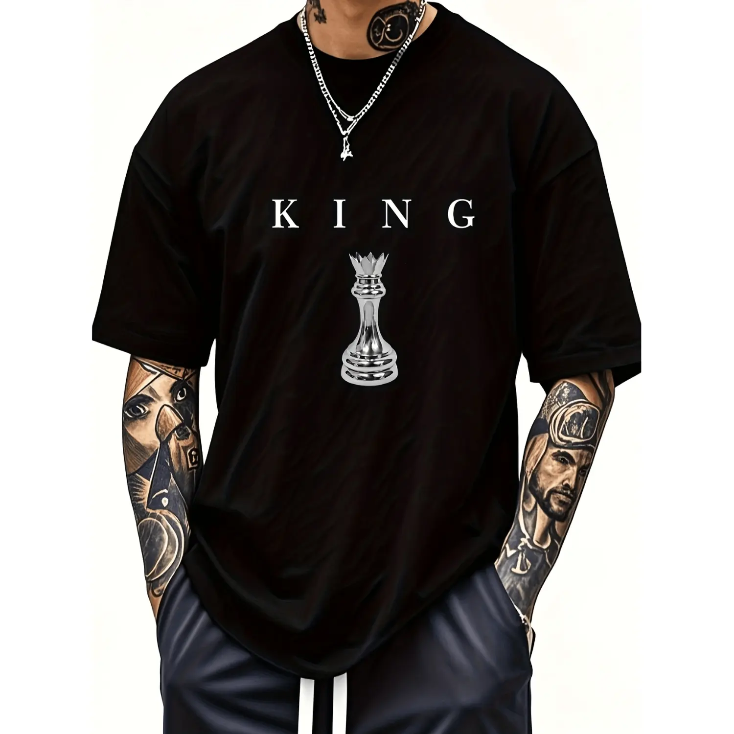 Men's Perfected King Graphic Print T-Shirt - 180GSM Cotton, Casual Pop Culture, Short Sleeve, Round Neck Top, Vibrant Print, Shortsleeve, Printed