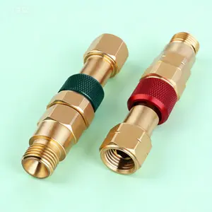 Brass Torch Hose Quick Connect Set with Check Valves, Color-Coded for Safety (Green Oxy, Red Fuel), Upgraded Design, Industrial Gas Welding Equipment, Secure Leak-Resistant Fittings
