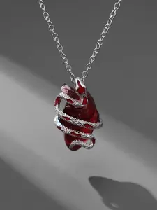 Minimalist Causal Snake & Artificial Gemstone Design Pendant Necklace, Animal Pendant, Statement Necklace, Punk Style Necklace for Women & Men, Durable Jewelry