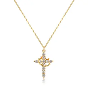 Tewiky Easter Gifts Upgraded Crown Cross Necklace for Women, Crown Cross Pendant Necklace, Non-Tarnish Faith Jewelry for Women, Christian Religious Gifts for Her