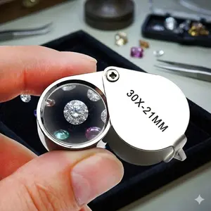 Professional Portable Folding Jewelry Loupe, HD Dual Lens for Coin and Gemstone Assessment, Adjustable Diamond Inspection Tool, Scratch-Resistant Magnifier for Plants, Multi-Coated Lens for Jewelers, Ready-to-Use Pocket Microscope
