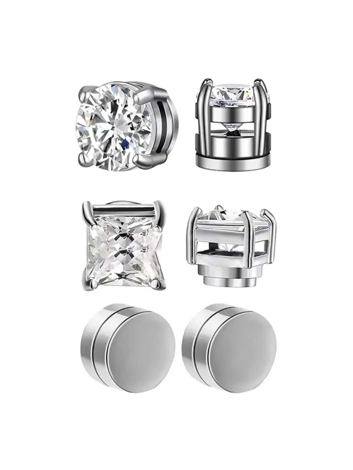 Crystal Magnetic Studs and Clip-On Earrings, Men Sleeper Earrings, Sleepers Earrings Men, Unisex Punk Style Zirconia Drop Earrings, No Piercing Required, All-Season Jewelry, Sparkling Ear Jewelry, Trendy Earrings, Ear Accessories
