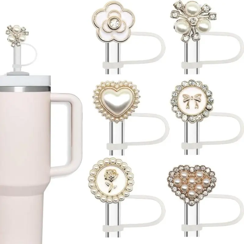 6/12/18pcs cup straw lids, white straw caps, Straws Lids Included, compatible with handle mugs, ounce insulated cups, dustproof straw covers, Straw Toppers For Tumblers, Drinkware Lid
