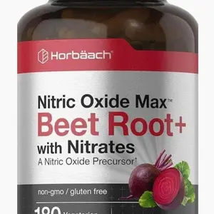 Horbäach Nitric Oxide Beet Root Capsules | 180 Count | with Nitrates and Precursor | for Men and Women | Vegetarian, Non-GMO, Gluten Free Supplement