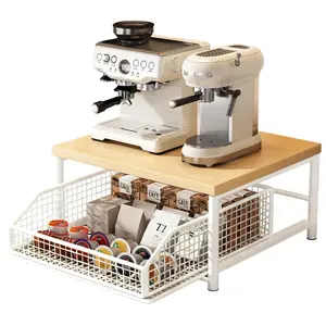Coffee Pod Drawer,Coffee Machine Storage Rack,Home Kitchen Counter Coffee Bar Organizer,Storage  Drawer (Black/White) baskets