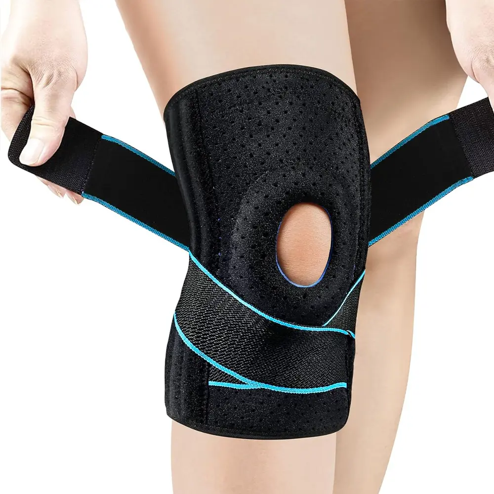 Adjustable Knee Brace with Compression Force, Side Stabilizers & Patellar Gel Pads, Relief for Meniscus Tear, Acl, Arthritis Pain Black Support, Sports Knee Brace, Knee Braces for Knee Pain Arthritis