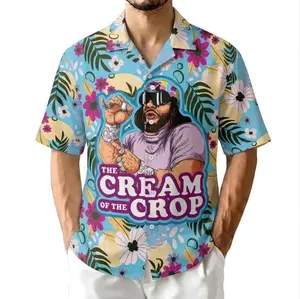 Hot Summer 2026 Men’s Cream Of The Crop Floral Hawaiian Shirt, Retro Graphic Summer Button Up Shirt