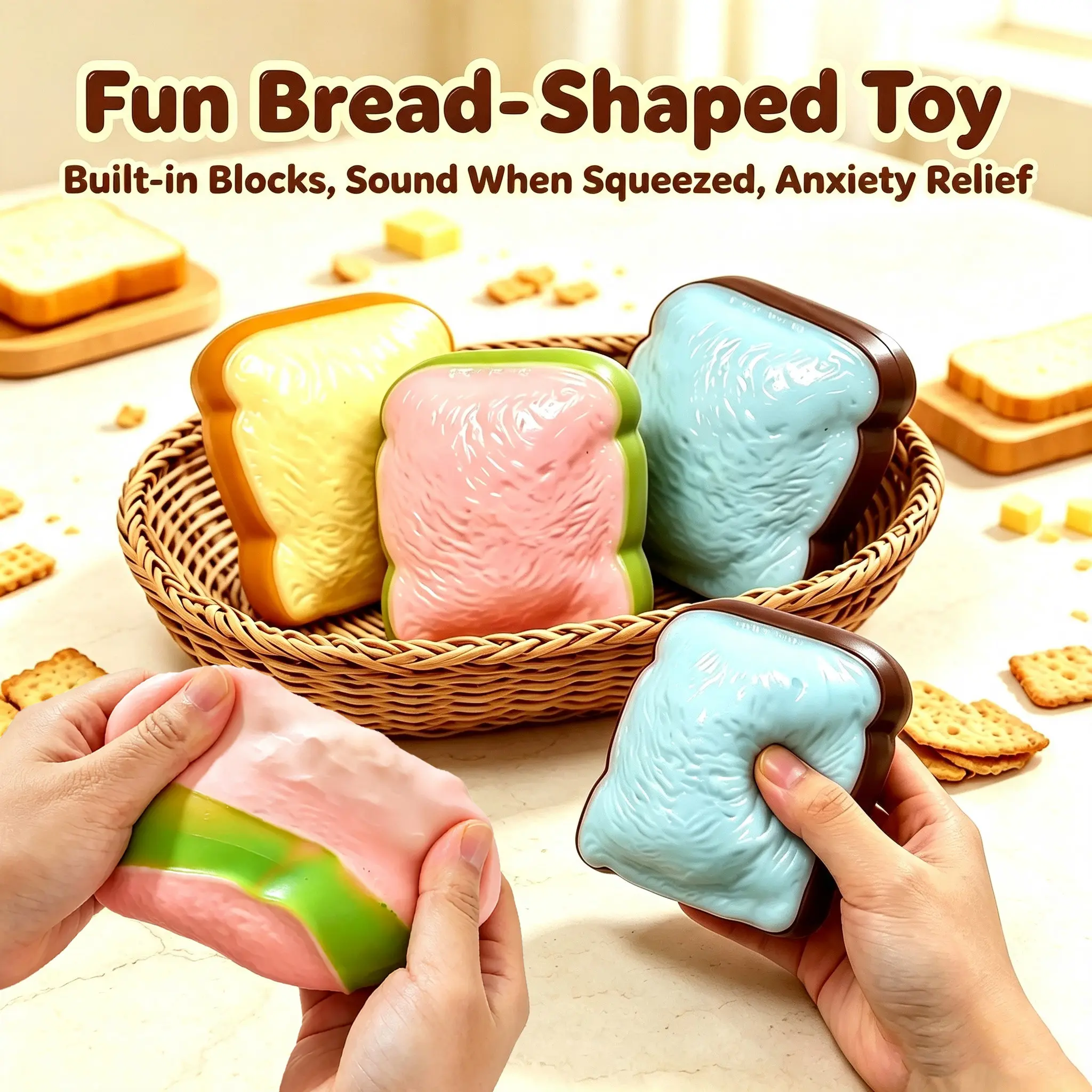 [Slight Crunchy Toast Squishy] ASMR Handmade Bread Squishies DIY Stress Relief Fidget Toys,halloween / haunted