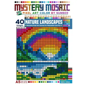 Nature Landscapes Mystery Mosaic Color By Number: Beautiful Pixel Art Scenes of Waterfalls, Sunsets, Mountains, and More for Relaxation