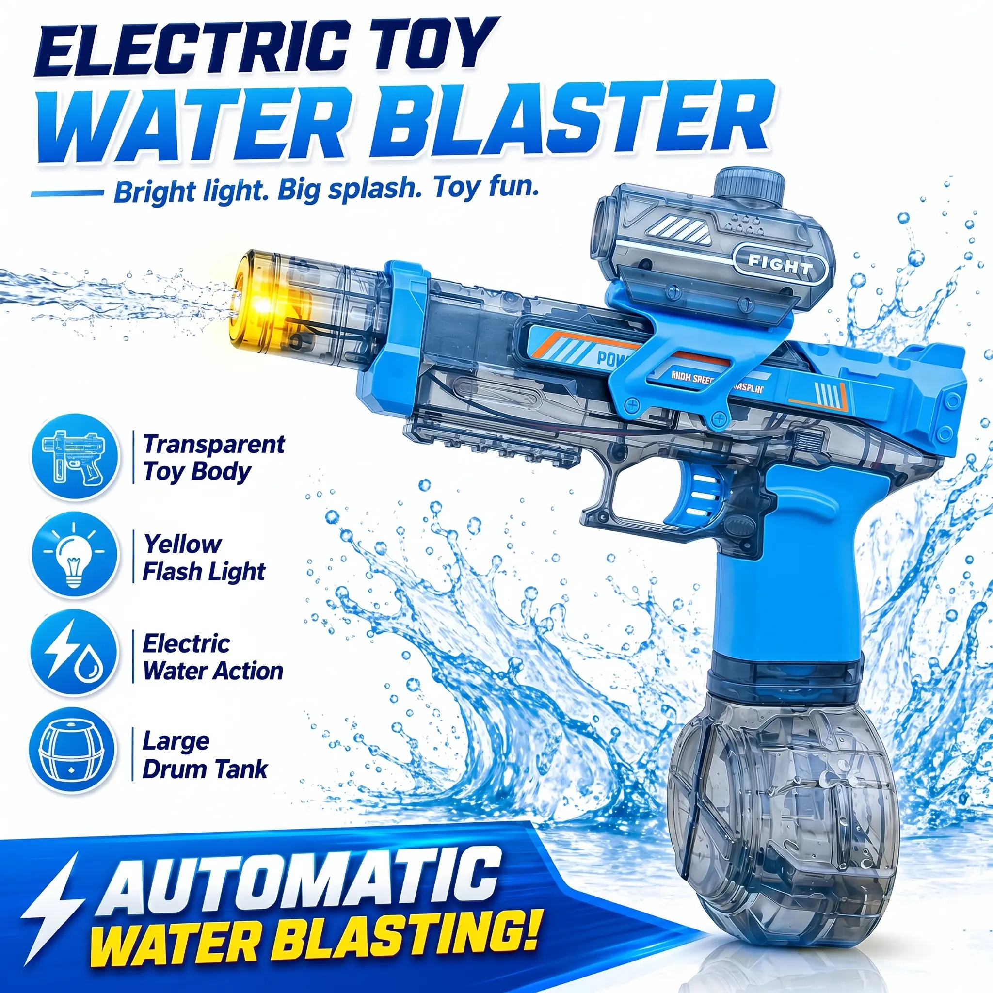 Ultimate Battle Water Blaster Powerful Electric Water Gun, Automatic Squirt Blaster with Glowing Muzzle 320cc High Capacity, Up to 32 FT Range, Outdoor Summer Party Toy OutdoorFun for Adults &Kids Toys #Summervibes